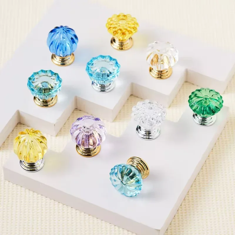 2Pcs Crystal Plastic Acrylic Cabinet Handles Modern Furniture Single Hole Drawer Pulls Suitable for Cabinet Door