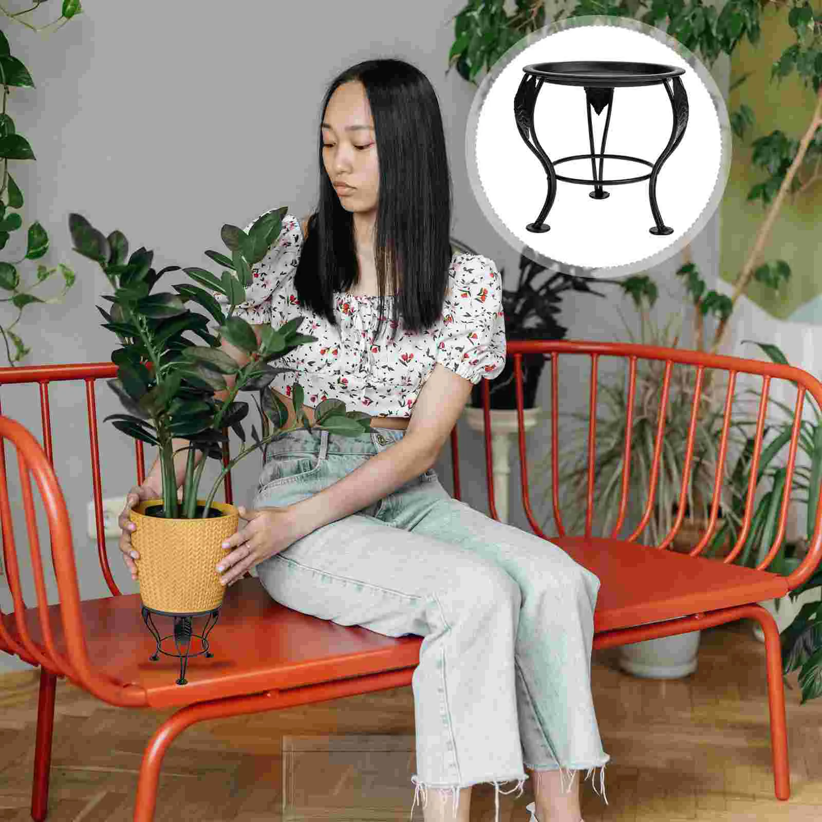 Tripod Wrought Iron Flower Stand House Plants Rack Indoor Pot Shelf Window Flowerpot Support Planter