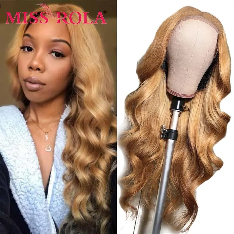 Miss Rola Body Wave 4X4 Lace Sluiting Menselijk Haar Pruiken Ombre 99j Blonde Highlight Braziliaanse Remy Hair Pruik 180% Dichtheid Pre Geplukt