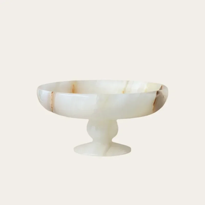 

French Natural Onyx Fruit Bowl Vase Marble Tray Home Decoration