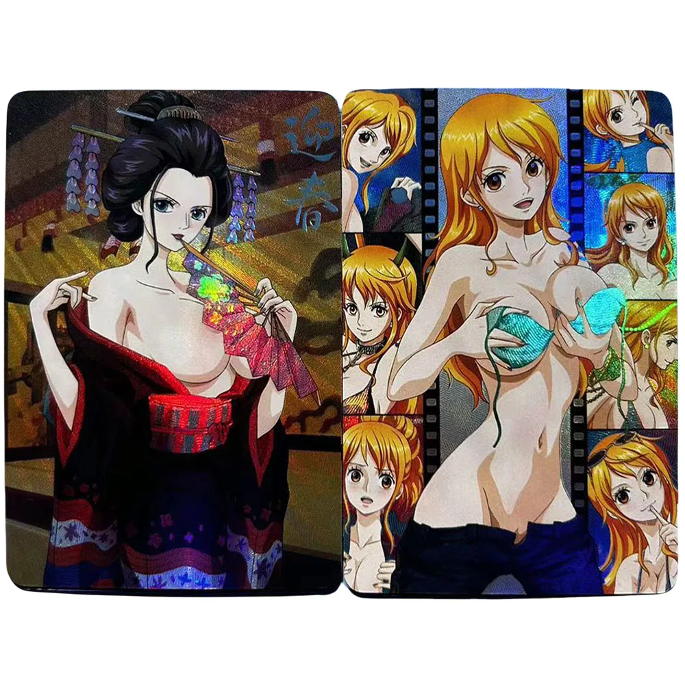 2PC/Set Anime One Piece DIY ACG Boys Games Zabawki Kolekcjonerskie Karty Świąteczny Prezent Urodzinowy Gra Planszowa Nico Robin Nami Boa Hancock