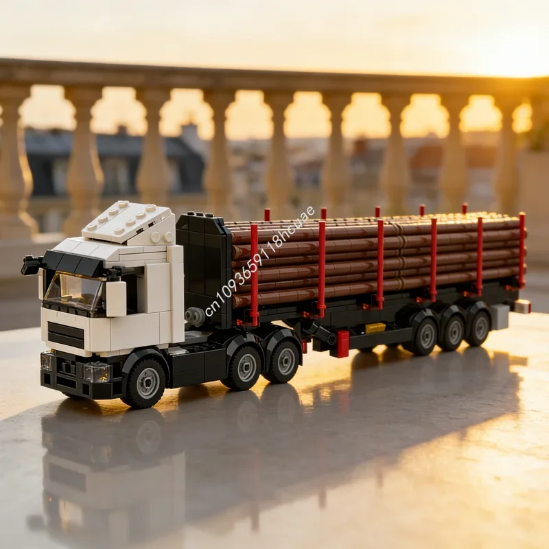 215pcs MOC City Cargo Log Trailer Model Building Blocks Toys Construction Festival Gifts DIY Creative Education Idea Brick