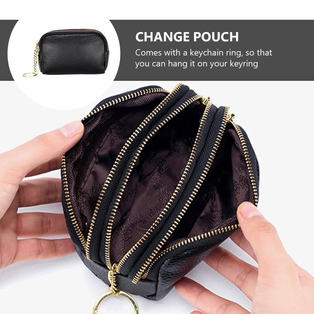 1 قطعة محفظة جلد البقر عملة الحقيبة انغلق تغيير الحقيبة للنساء سعة كبيرة حقيبة صغيرة مع حلقة المفاتيح مريحة #1