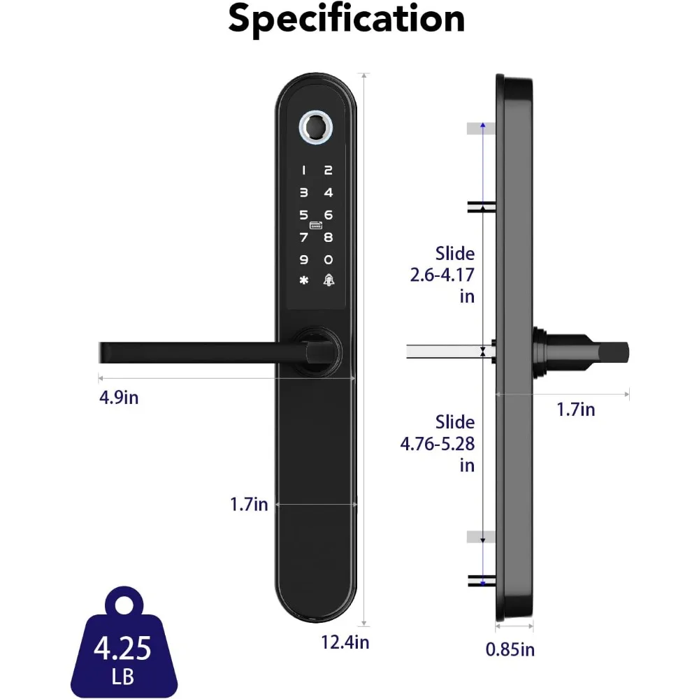 Smart Lock Fingerprint Door Lock Smart Deadbolt, Finger Print, Key Card, Keypad, App Control, Remote Lock/Unlock，Suitable for Me