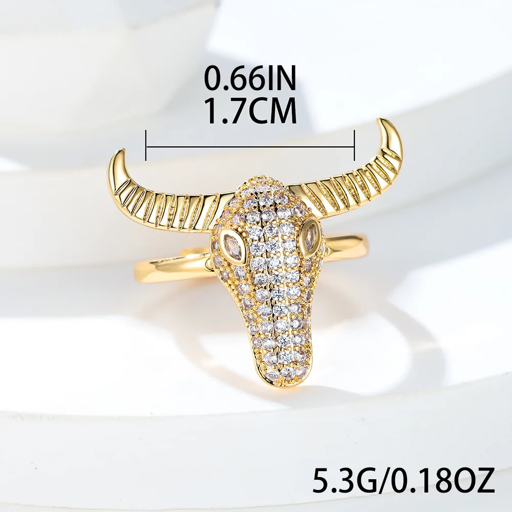 European and American Personalized Diamond Studded Bull Head Ring, Female Domineering and Niche Design Bracelet