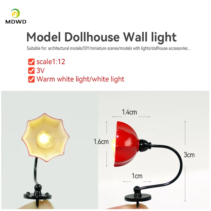 1:12 인형 집 모델 벽등 고급 색상 DIY 선물 예술품 조명 미니어처 풍경 미니어처 재료