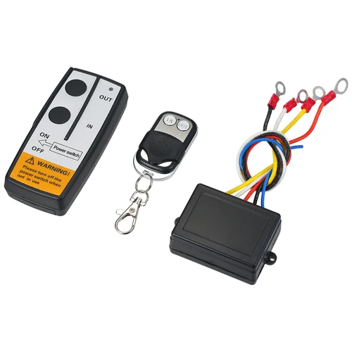 Imagen 2 del producto Kit de Control remoto de cabrestante inalámbrico Universal DC12V 12V 50 pies 2 mandos a distancia con luz indicadora para camión Jeep ATV SUV