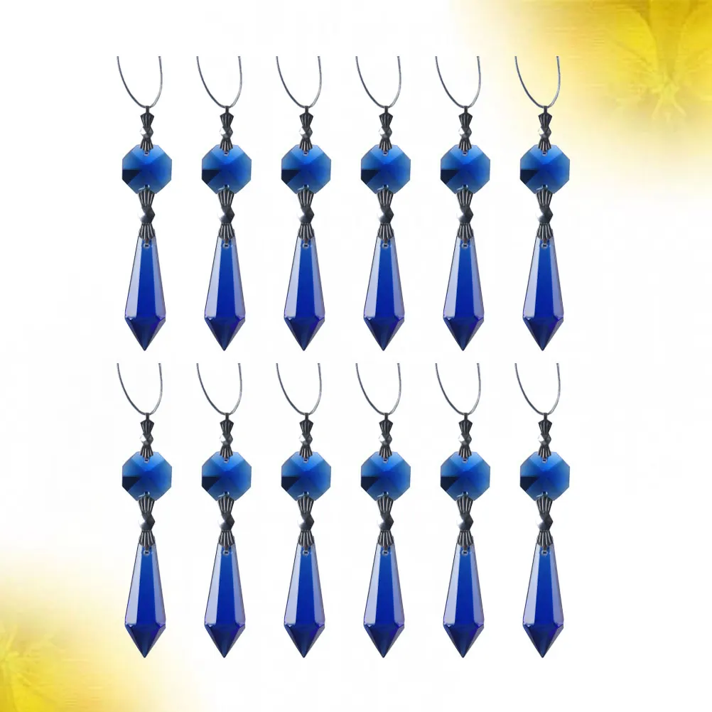

12 Pcs Crystal Bead Curtain Pendant Teardrop Blue Window Hanging Parts Lightweight Non Fading Jewelry DIY GarlandCrystal