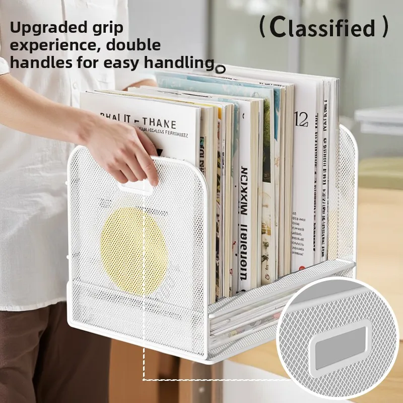 Multifunctional Bookend,Document Organizer:,Removable Multi-Layer File Rack for Workstations-Metal Drawer-Style Bookend.