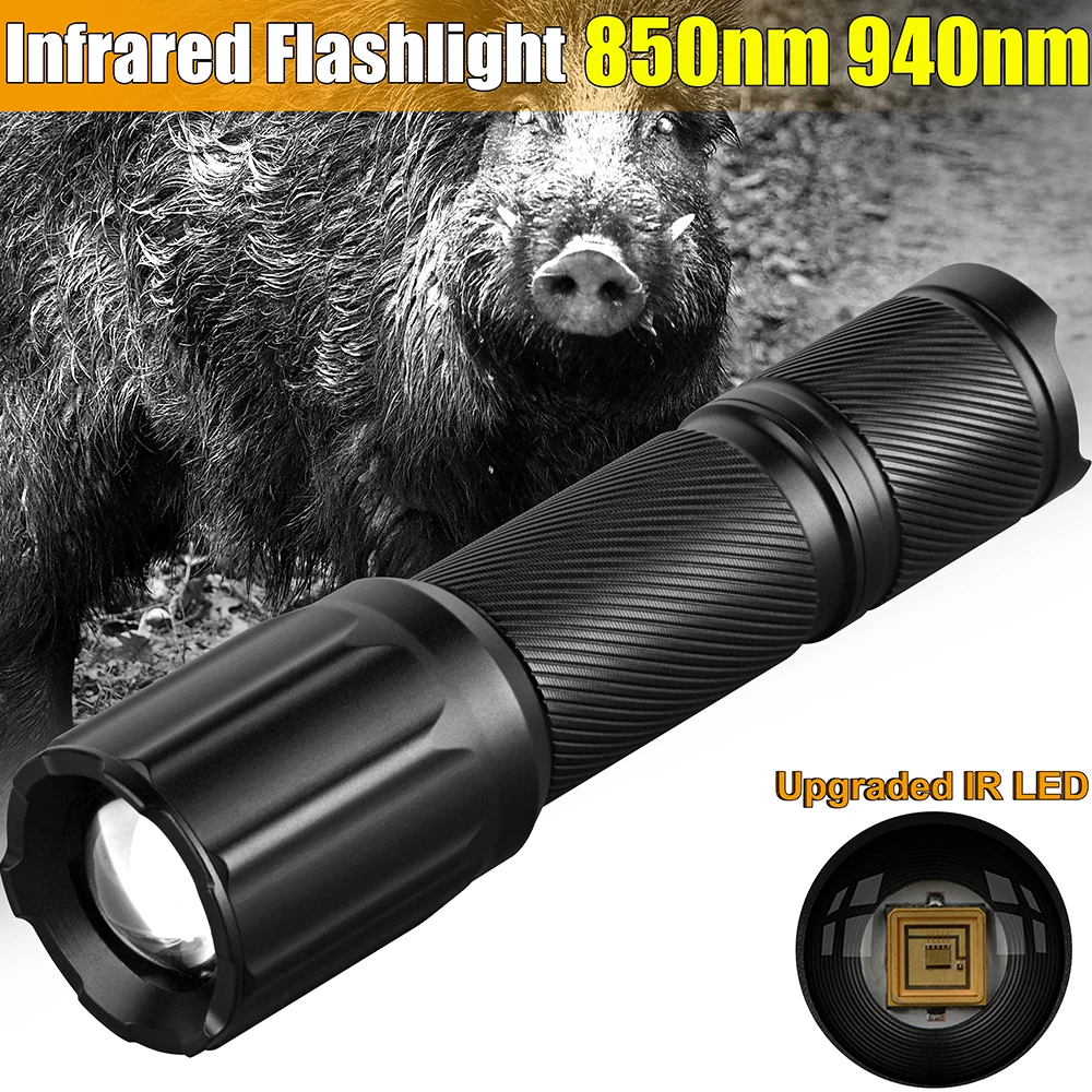 Zoomable Infrared Flashlight Vcsel 850nm/940nm Adjustable Focus IR Illuminator LED Torch Infrared Weapon Light Outdoor Hunting