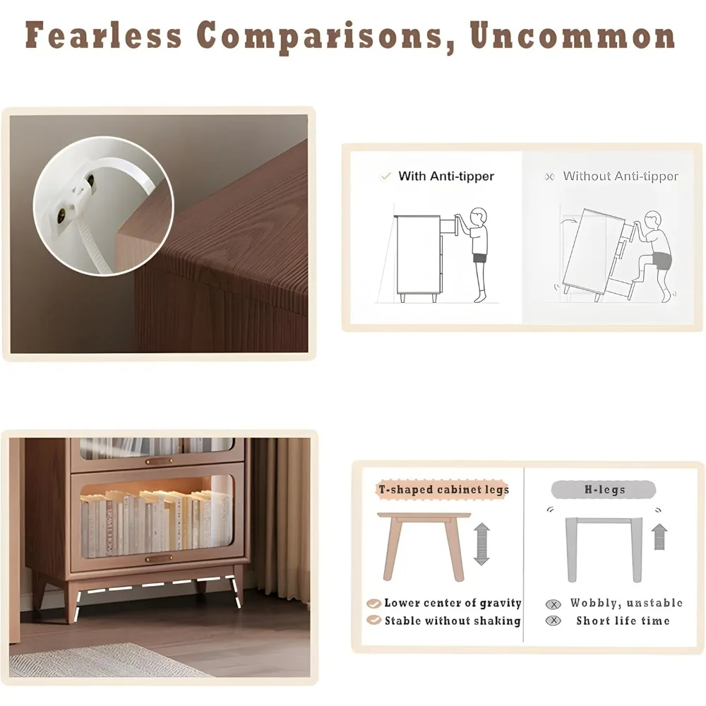 خزانة كتب ورف كتب مع أرفف مفتوحة من 3 طبقات، وخزانة كتب طويلة وخزانة تخزين طويلة لغرفة المعيشة في المكتب المنزلي