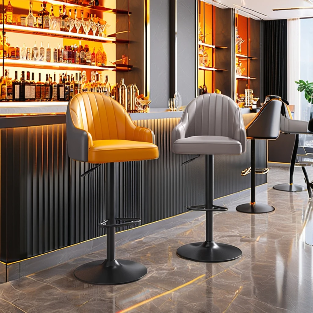 

for Modern Simple Leather High Bar Chair with Lift and Rotate Function Luxury Light for House Hold for Kitchen and Dining