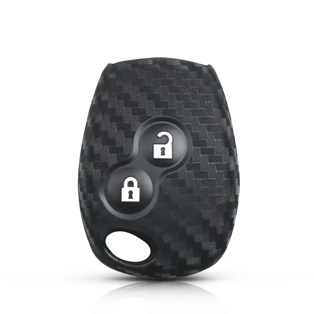 

Брелоки из углеродного силикона, чехол для ключей от автомобиля, 2 кнопки для Renault Duster Clio DACIA 3 Twingo Logan Sandero Modus для Nissan