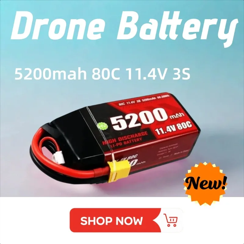 

T/XT60 5200mah 80C 11.4V 3S LIPO Battery for RC Helicopter Quadcopter FPV Racing Drone Rechargeable Battery
