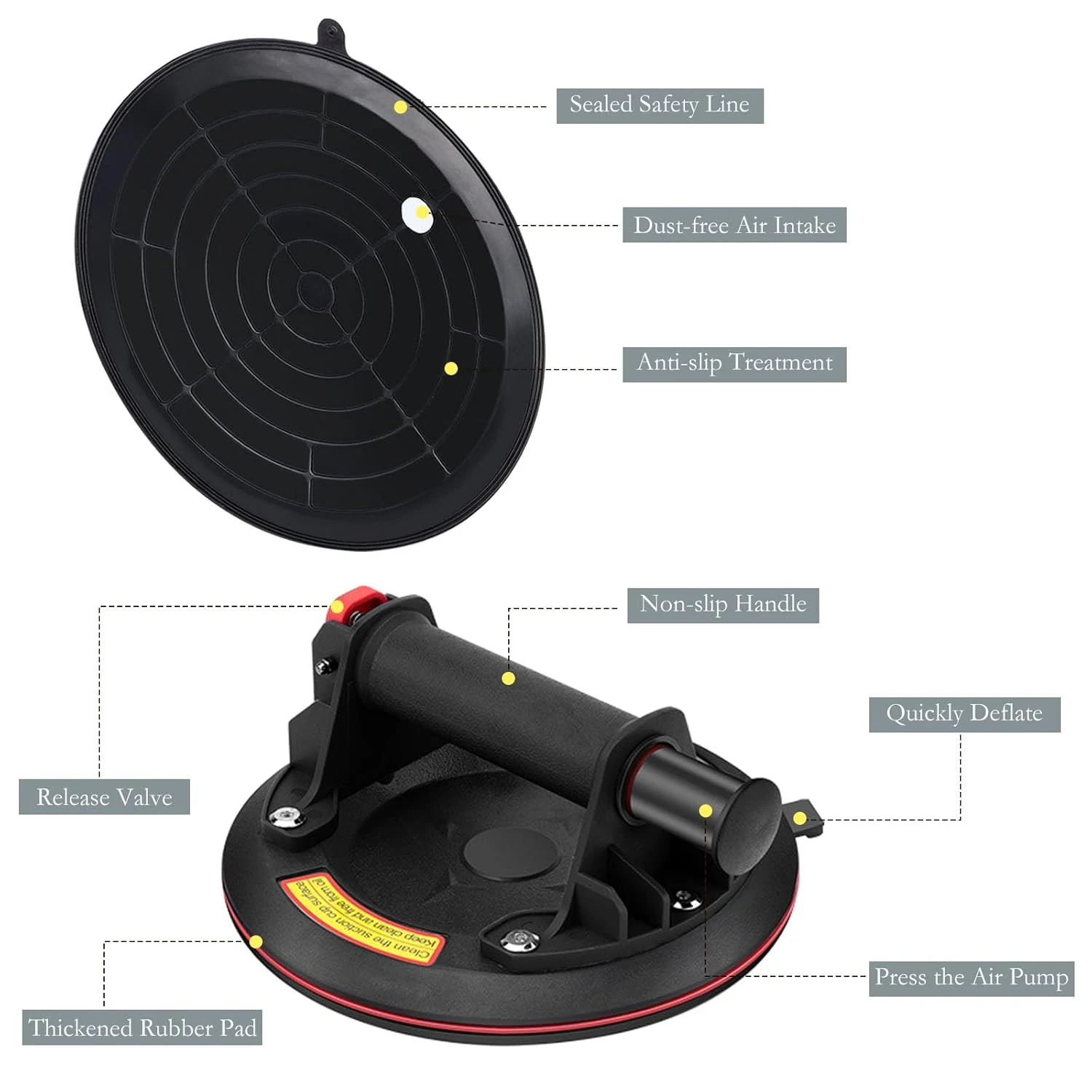 

Vacuum Suction Cup 200kg Loading Capacity Heavy Duty Vacuum Spreader for Tile Adsorption Granite Glass Lifting 8 Inch Cup