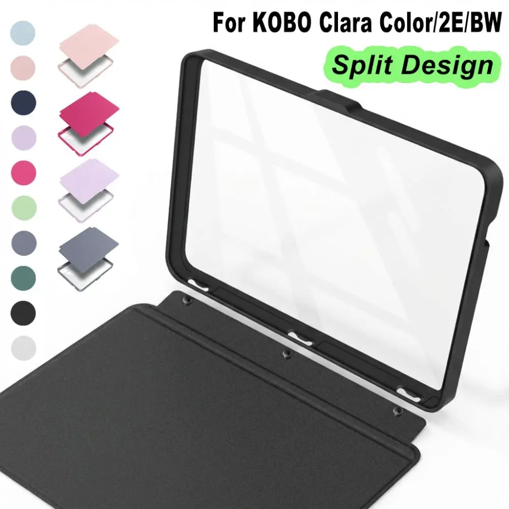 

Auto Wake/Sleep Case Split Design Magnetic e-Reader Cover Shockproof Detachable for KOBO Clara Color/2E/BW 6 inch