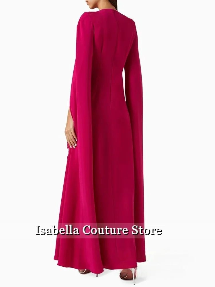 Czerwona suknia wieczorowa na wesele, szyta na miarę, okrągły dekolt, długie rękawy, zdobiona koralikami, kwiaty, linia A, suknia balowa saudyjska, sukienki na imprezę taneczną.