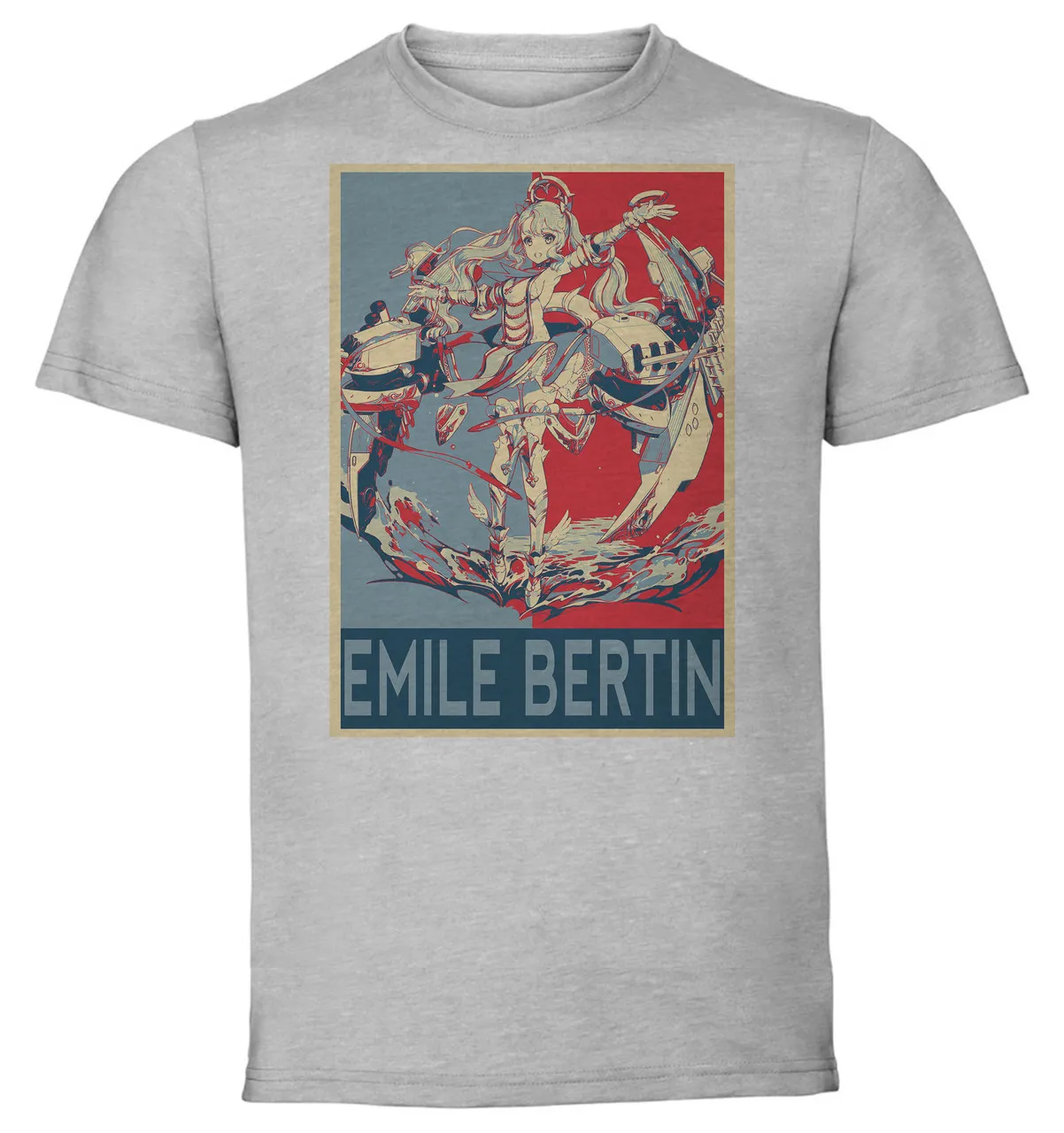 T-Shirt Unisex Grey Propaganda Azur Lane Emile Bertin Retrofit