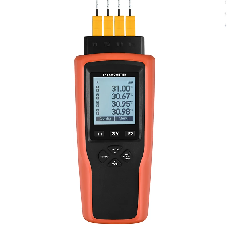 Factory Supply OEM LCD Screen K-Type Probe Four Channel High Accuracy Thermometer