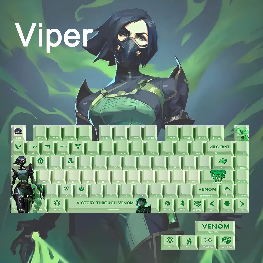 Valorant Keycaps Killjoy Gekko Jett Cypher Fade keycaps Cherry Profile GAME Gaming Keycaps For Mechanical Keyboard Accessories