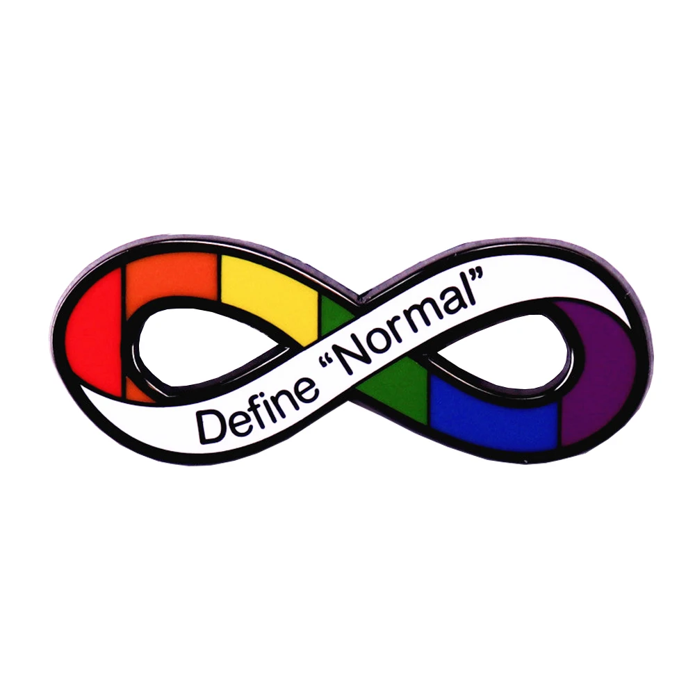 Quote Define Normal Autism Pride Infinity Enamel Pin Rainbow Symbol Cartoon Badge Fasshion Jewelry Gift Brooch for Autistic