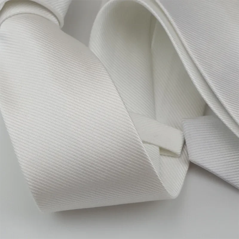 Tie Factory Direct Sales 8cm Men's and Women's Pure White Business Tie Jacquard Stripe Fine Pattern Tie Professional Worker