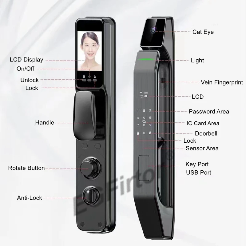 Finger Vein Smart Wifi Door Lock 3D Face Recognition Fingerprint Password IC Card Auto Electronic Home APP Remote Door Lock