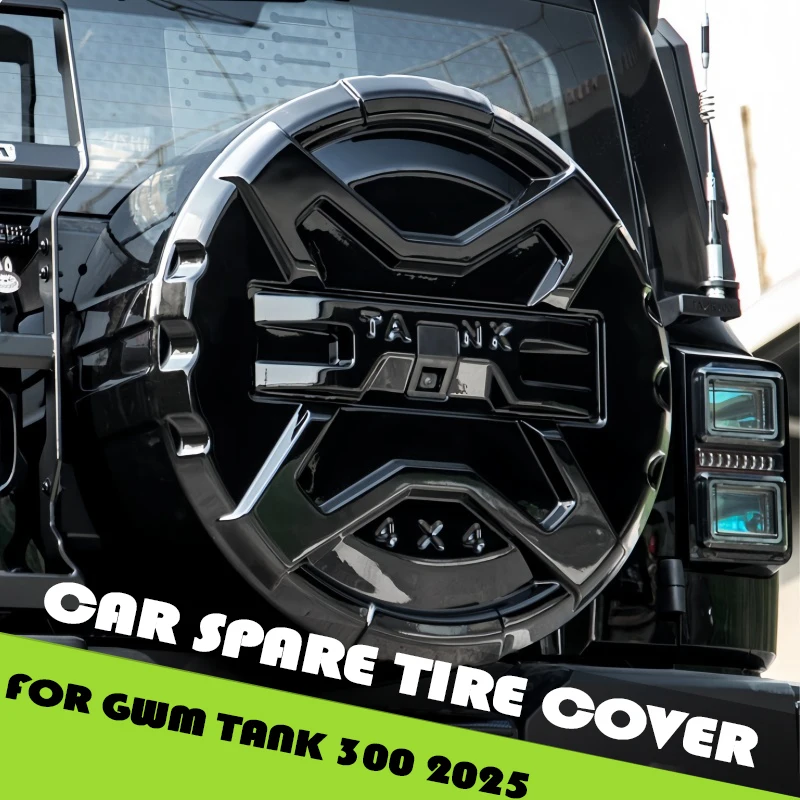 Ajuste para tanque GWM 300 2025, cubierta de protección de neumático de repuesto para puerta trasera de coche, pieza de actualización, paquete completo de coche, cubierta de neumático de repuesto Yao negra