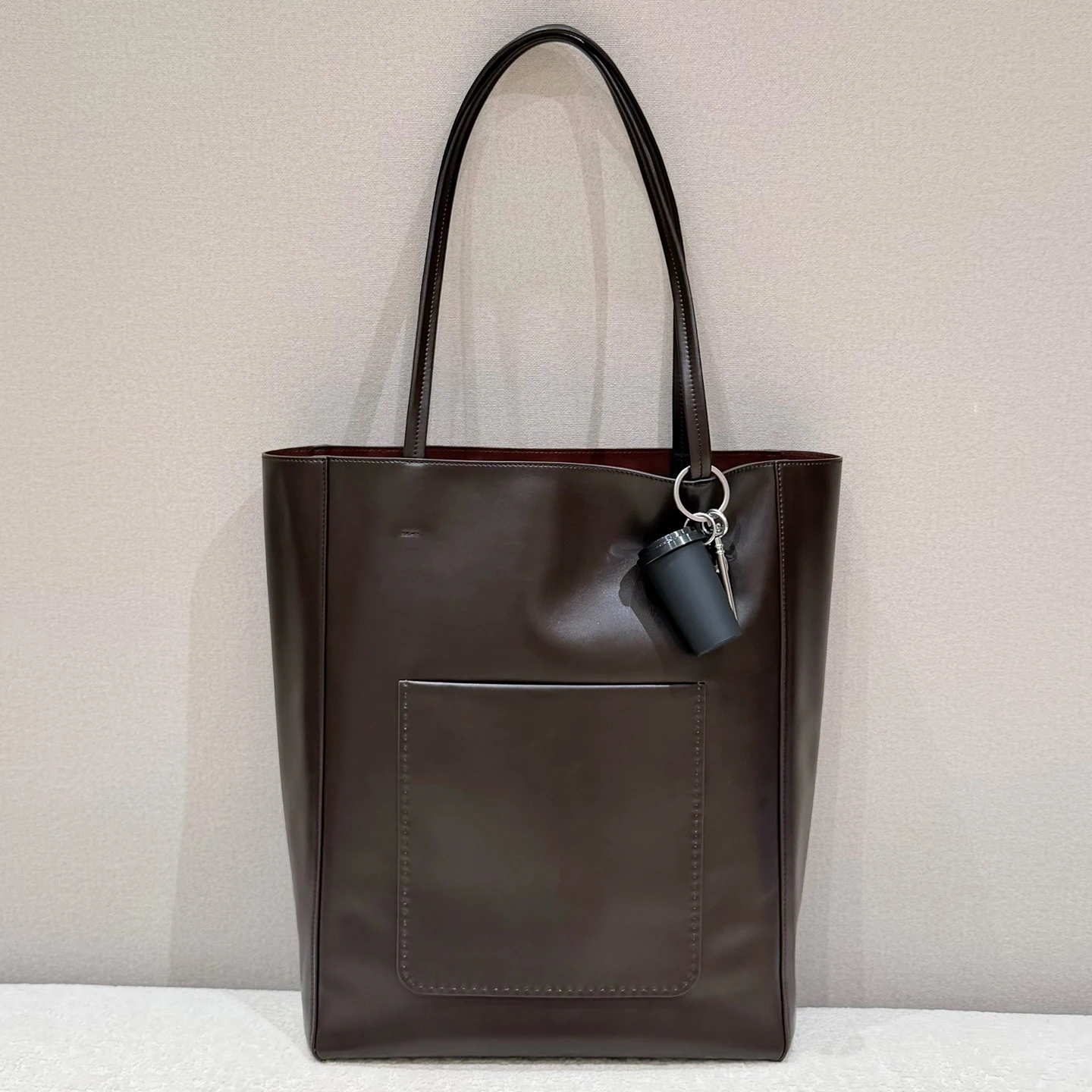 Genuine Leather Soft Tote Bag Vertical  Woman Large Capacity Top-Grain Cowhide Calfskin Minimalist Handbag Sheepskin Lining