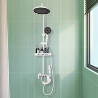 Wall-Mounted Thermostatic Valve System  Brushed Brass Rain Faucet Top Spray Head Bathroom Shower Set