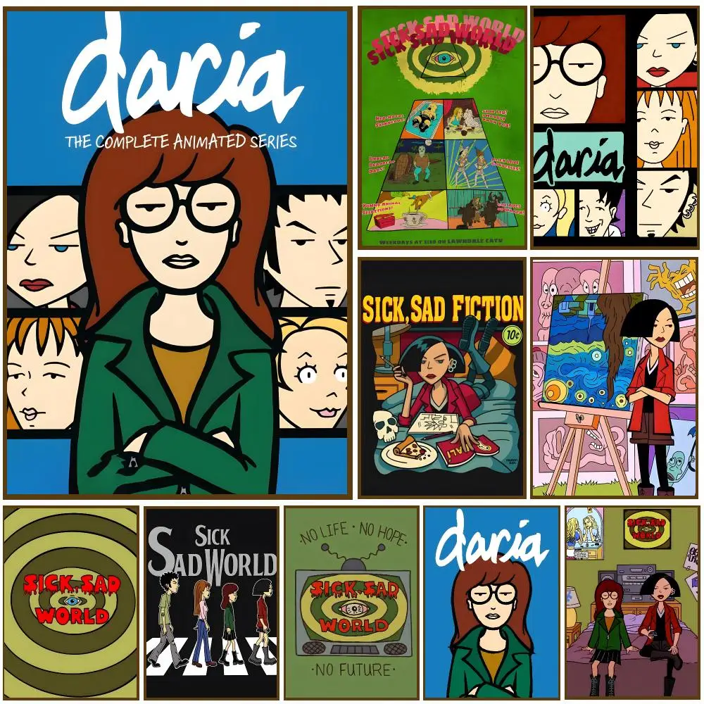 Daria Cartoon Cute popular Poster Self-adhesive Decal Living Room Bedroom Party Bar Decor Moisture-proof Fade-resistant HD