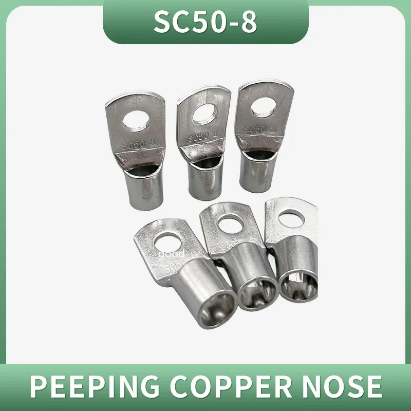 10PCS 20PCS 30pcs/Lot SC 50-8 50mm2 8mm Bolt Hole Tinned Copper Cable lugs Battery Terminals Brand New