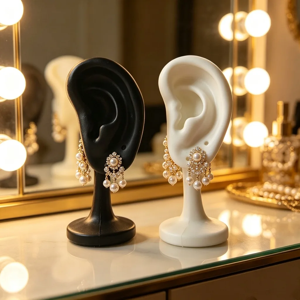 Ear Model Display Geometric Plastic Jewelry Prop Earring Showcase Stand Compact Simulated Human Ear For Personal Earring Jewelry