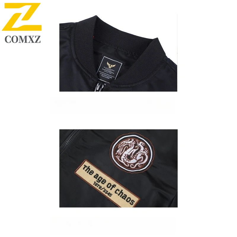 Mens MA1 Bomber Jacket Spring Autumn American Style Embroidered Baseball Coat Solid Color Sportswear Windproof Tactic Outerwear