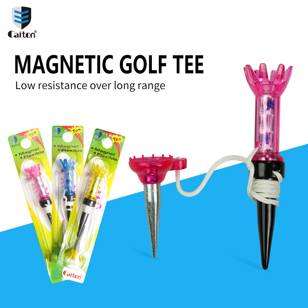 Caden Golf Metal Tee, 1pc 2.8-Inch Tricolor Optional Magnetic Removable Tee, Durable, Low Friction, Indoor / Outdoor Golf Tee