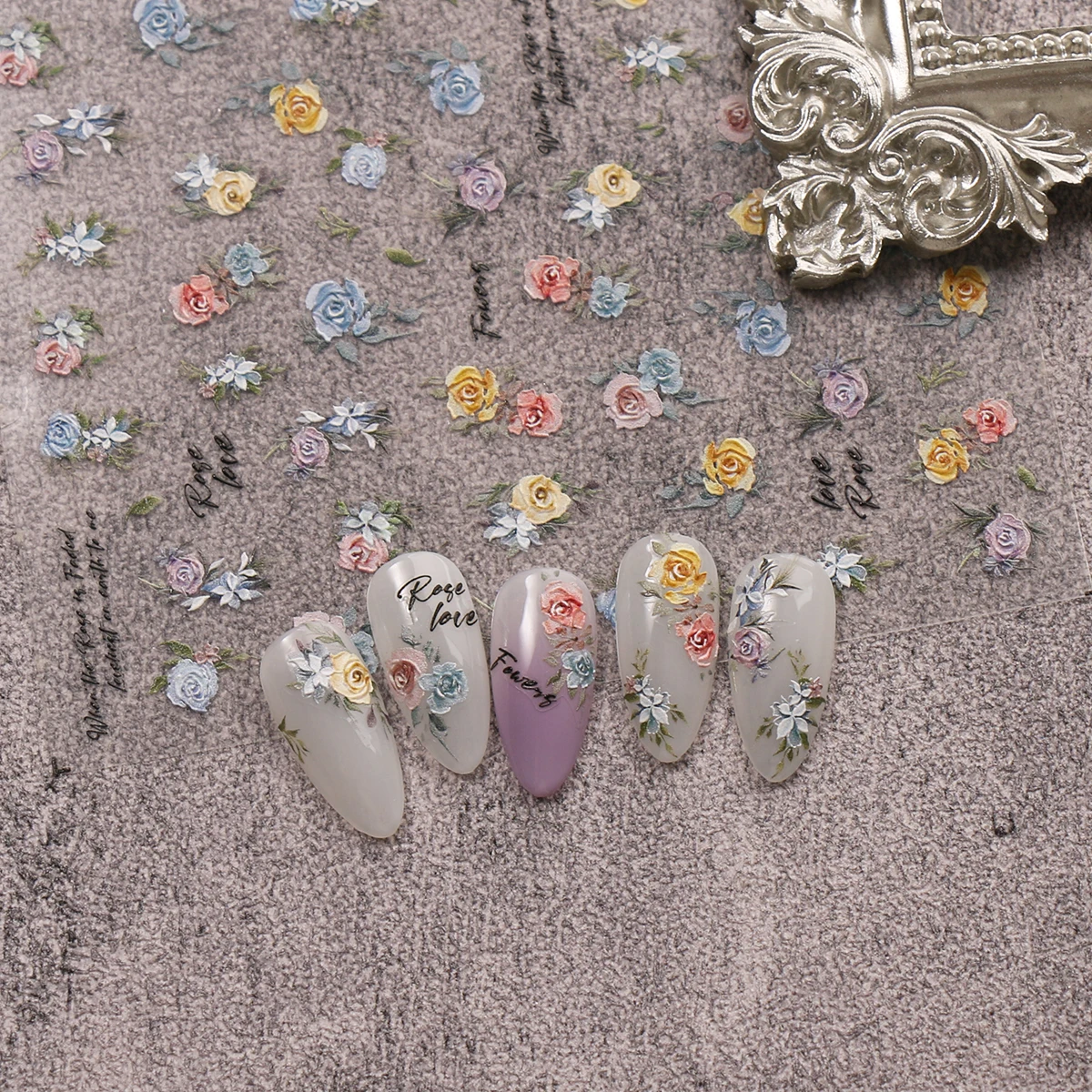 2 szt. Naklejki na paznokcie w stylu vintage z motywem motyli i kwiatów - Delikatne naklejki do zdobienia paznokci, łatwe w aplikacji, dekoracja paznokci, DIY, prezent