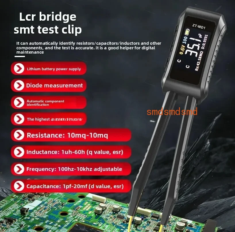 ZT-MD1 High Precision Digital Bridge Tweezers LCR Capacitor Resistance Inductor Patch Component Multimeter