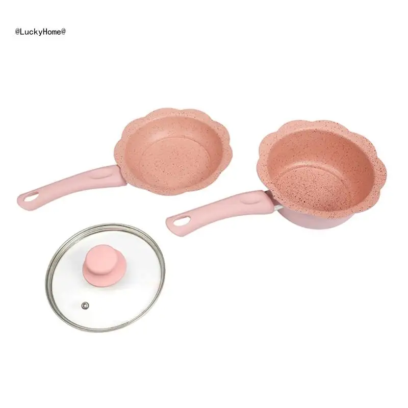 

Nonstick Frying Pans Cookware Multipurpose Milk Pots with Glass Lid Cover Multifunctional Soup Pans for Healthy Cooking 11UA