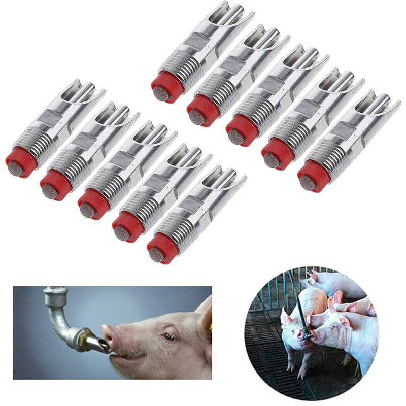 5/10pcs Pig Watering Drinker Stainless Steel Automatic Nipple Drinking for Farm Animal Livestock Cow Hog Nipple Waterer Tools