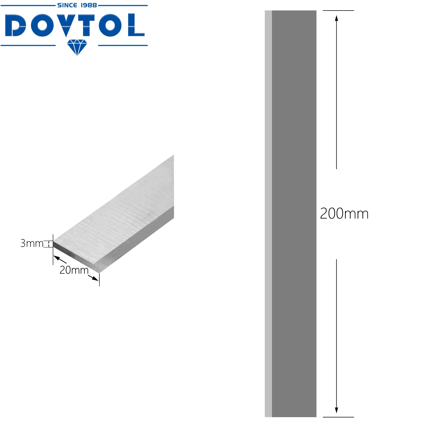 200x20x3mm Planer Blades HSS 1pcs Replacement for Industrial and Jointer Planer Blades Knives or All 200mm Thickness Planers