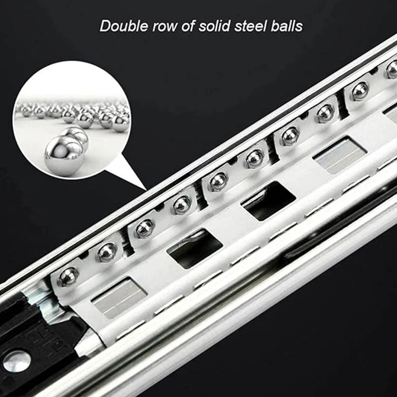 Furniture Hardware 76mm Heavy Duty Drawer Slides Telescopic Soft Close Locking Drawer Slide Rail
