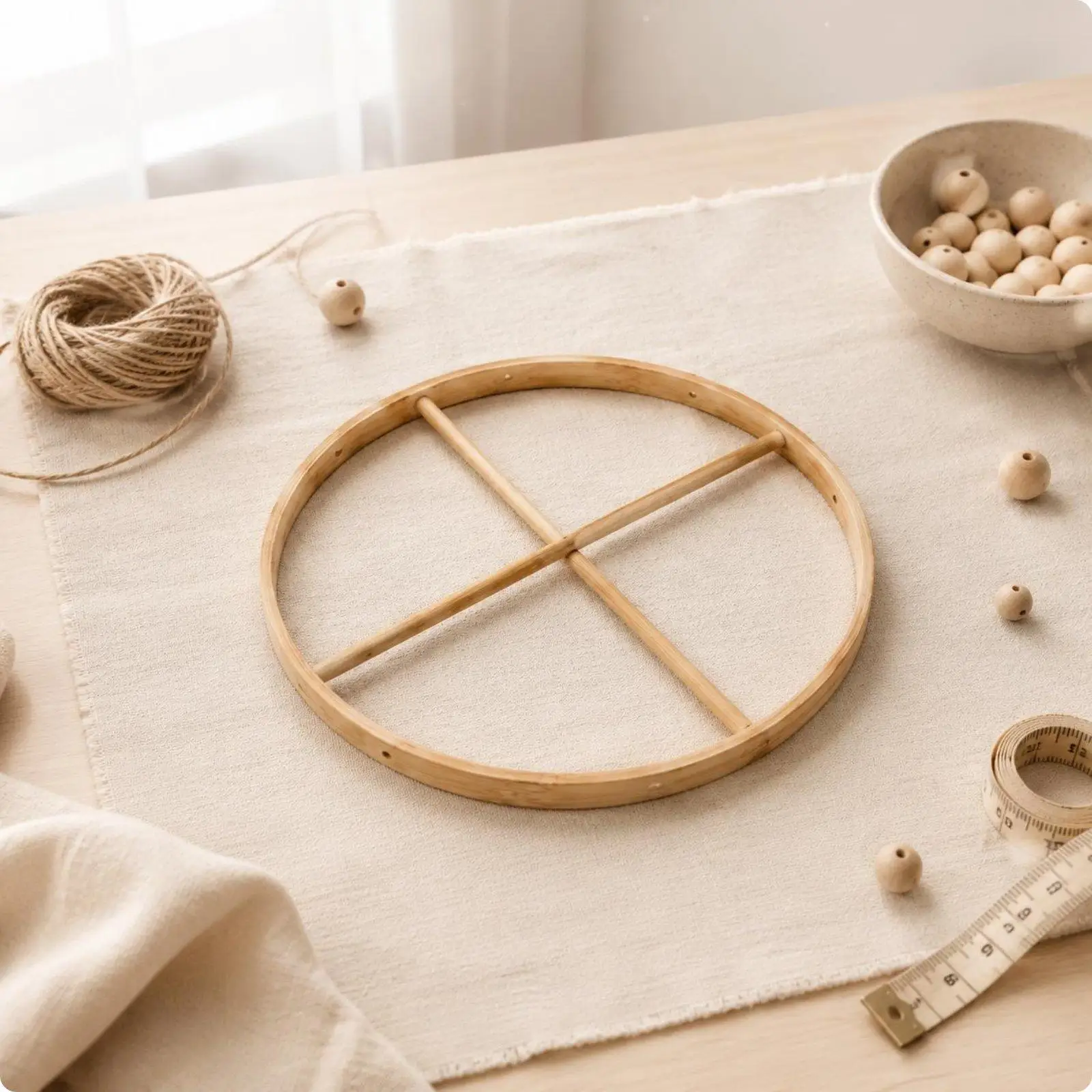 Bamboo Craft Wind Chime DIY Mobile Frame Crib Hanger Support for Bedroom Decor and Handmade Projects