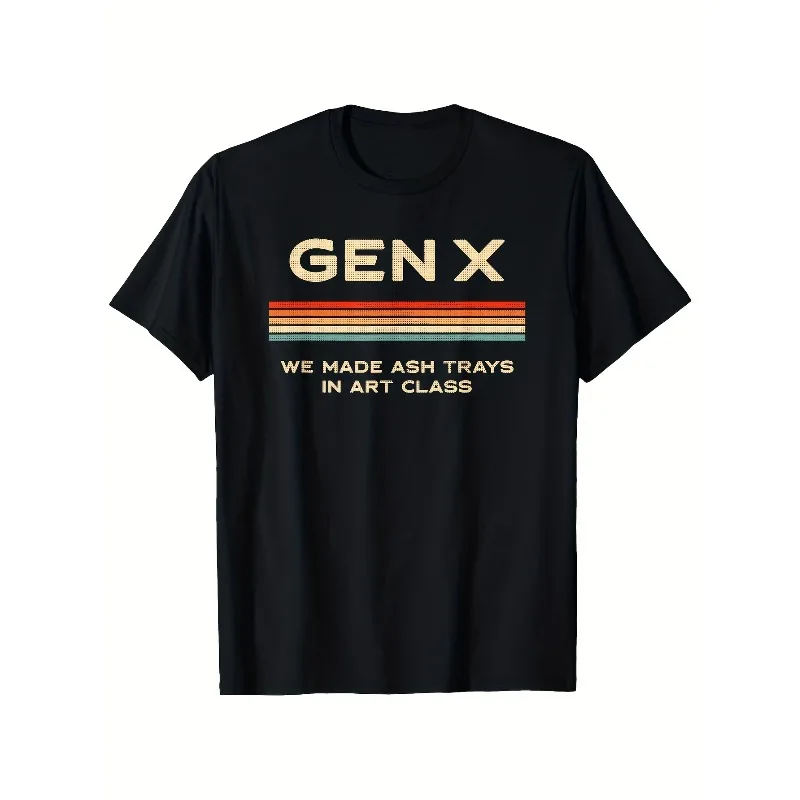 Herren Retro Gen X Muster T-Shirt Sommer Neuer Stil Unisex Lässige Mode Y2K Baumwoll-T-Shirt