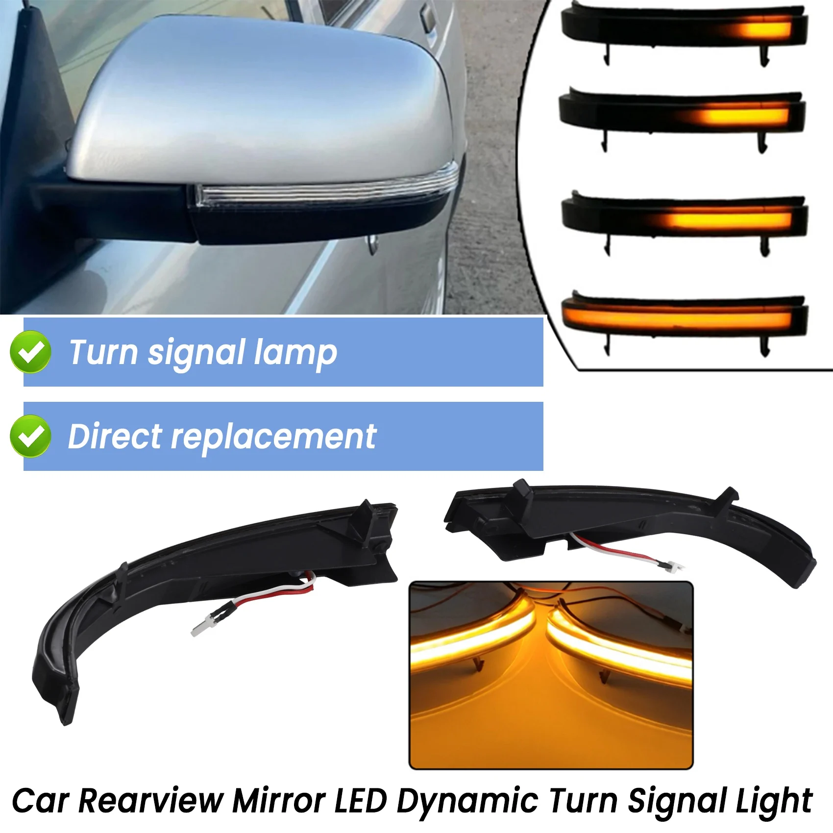 

M93K-Car Rearview Mirror LED Dynamic Turn Signal Light Indicator Lamp Blinker Lights For LADA Priora 2008-2018