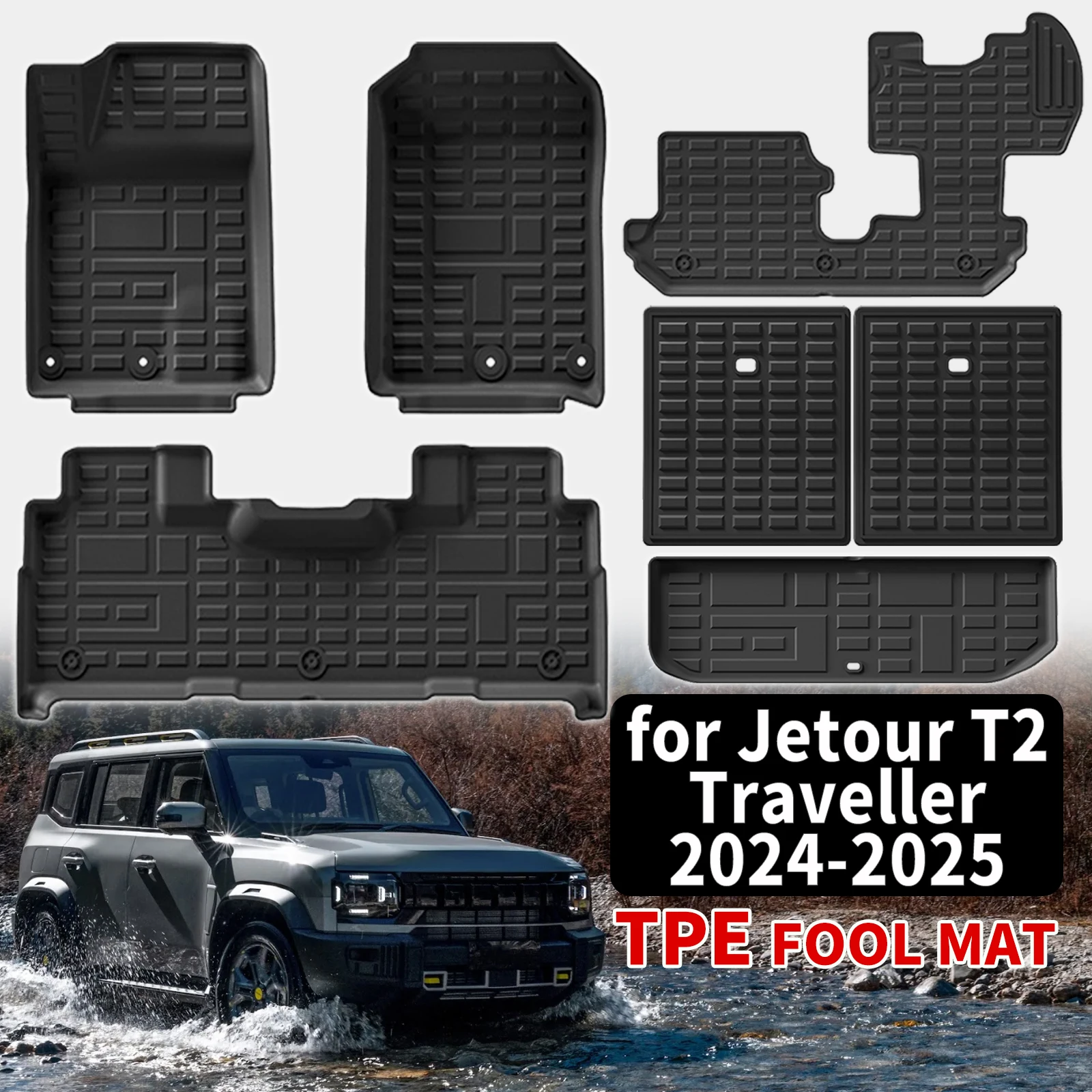 for Jetour T2 Traveller 2024 2025 Custom TPE Floor Mats Full Set Eco-Friendly Waterproof All-Weather Floor Liners Accessories