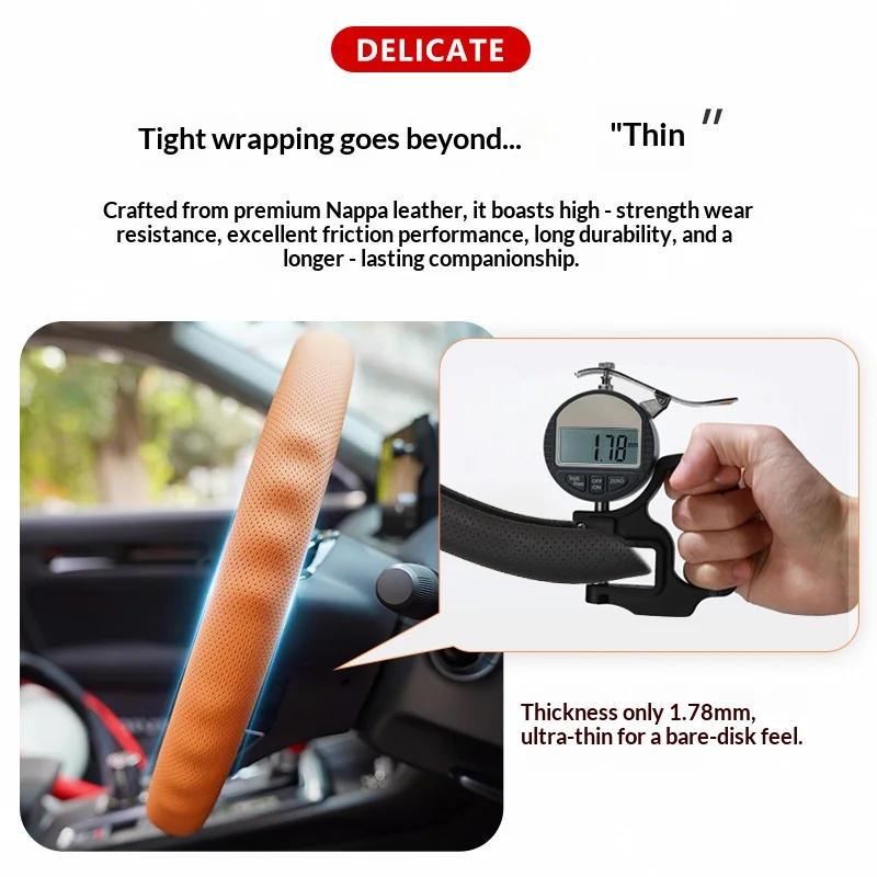For Nissan Car steering wheel cover all season universal anti slip breathable Nappa leather ultra-thin all inclusive handle 4