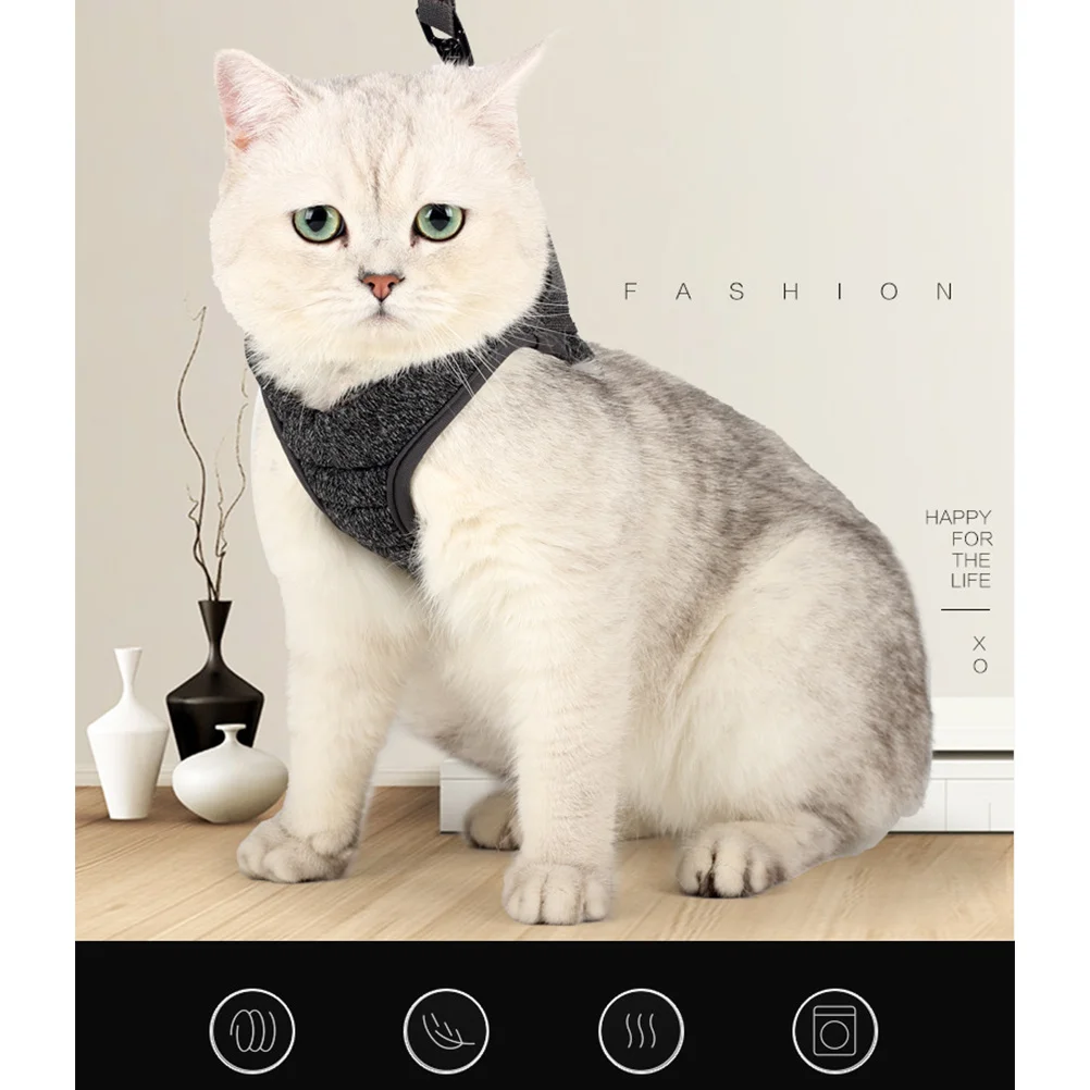 

Pet Traction Harness Vest Grey Size L Adjustable Lightweight Nylon Outdoor Dog Cat Walking Strap Puppy Supplies