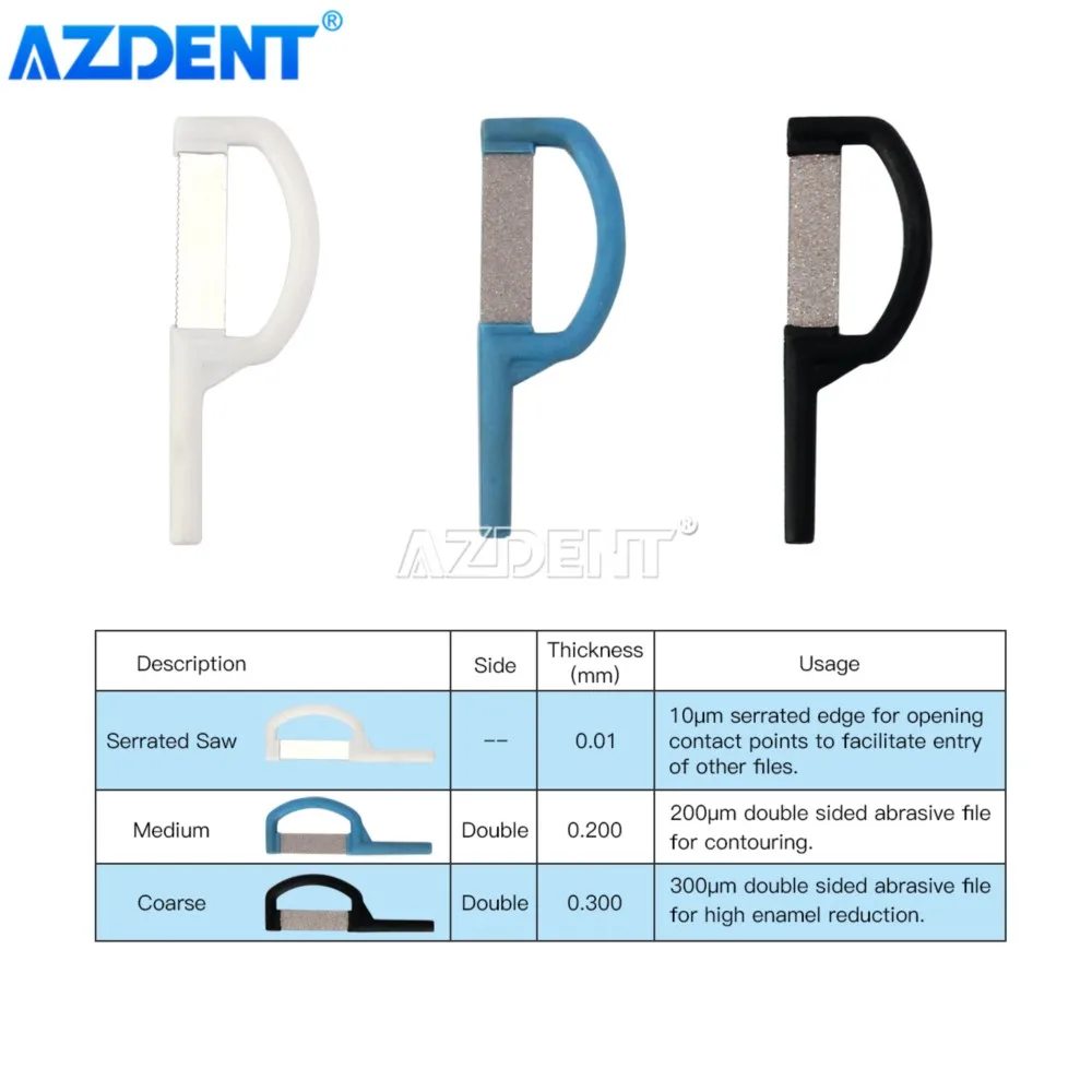 Dental Orthodontic Interproximal Enamel Reduction AZDENT Automatic Strip Double Sided Sand Serrated Saw Medium Coarse