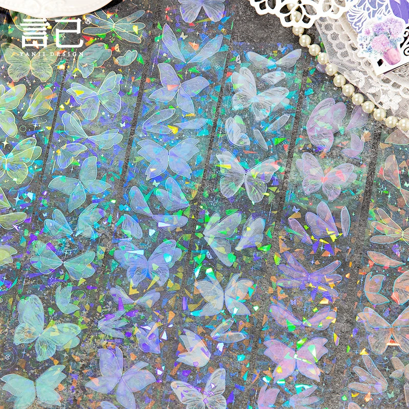5x200cm Pack Butterfly Shape Laser Tape Ins High Value Scrapbook Decor Supplies