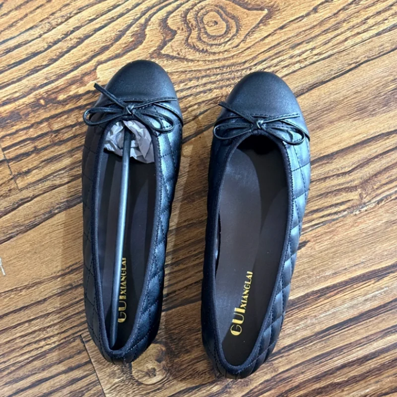 Butterfly-knot Shoes for Womens Round Toes Flat Heels Shallow Ladies Sewing Lines Zapatos De Mujer Mixed Colors Chassure Femme